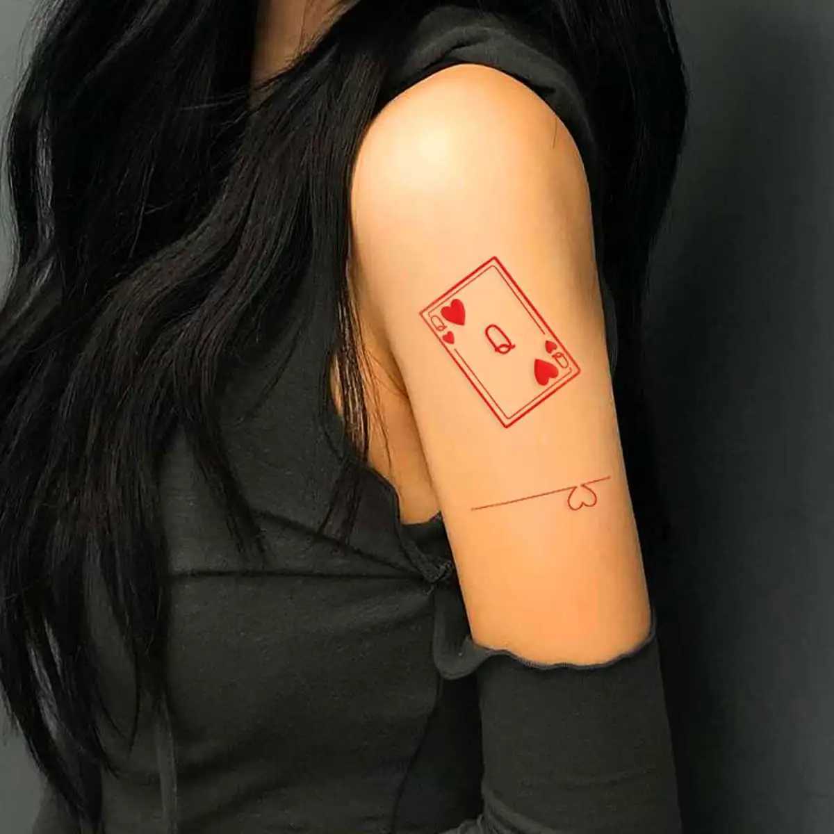 12 pieces/set of waterproof temporary tattoo stickers playing cards peach tattoos small size flash tattoos mens and girls fake tattoos W250410