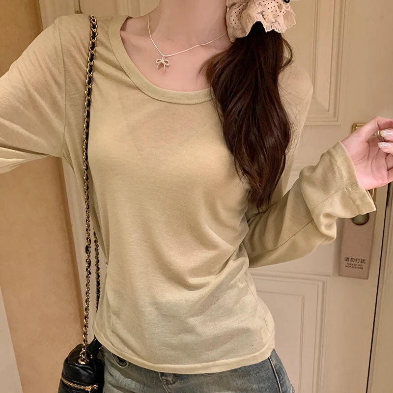 Womens long sleeved thin perspective summer solid slim fit casual shirt womens zipper basic Tshirt Y2k streetwear top 250407