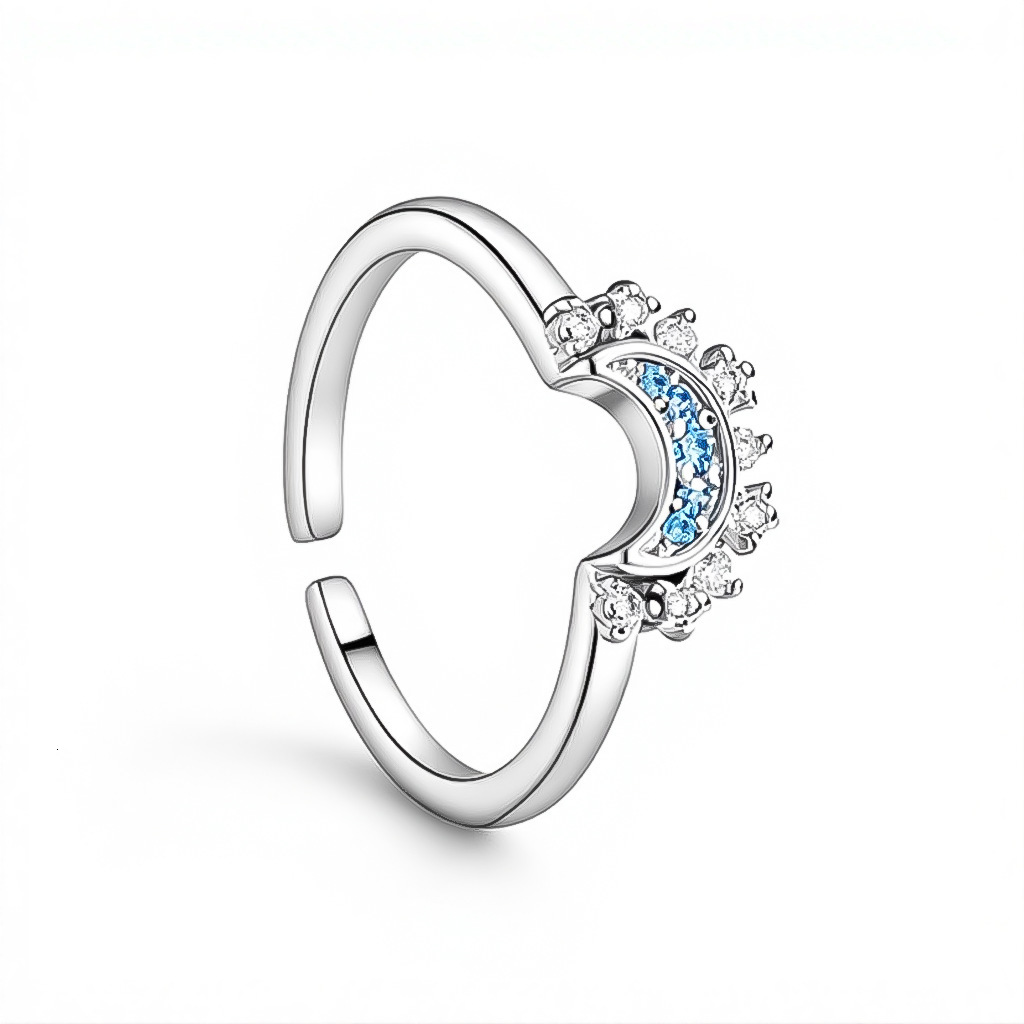 Cross-border European And American Style Simple Design Sun And Moon Stackable Rings For Women Designer Ring With Fashion Ring Diamonds Sun Moon Couple