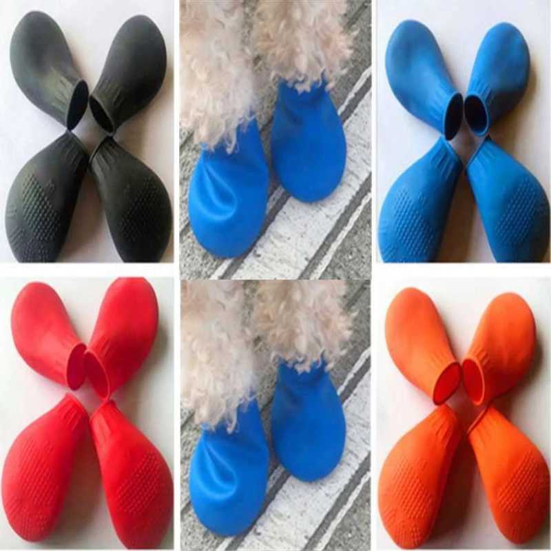 New Arrival 4 pieces of waterproof and non slip rubber boots for pets suitable for dogs cats rain boots small and large dogs and pet supplies Z250409