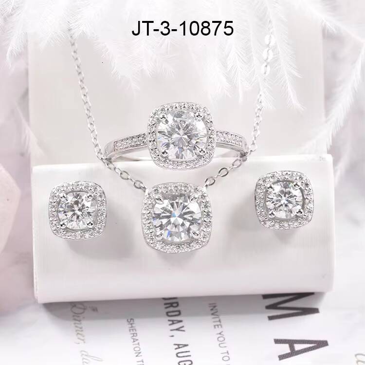 Luxury Women Moissanite Wedding Jewelry Sets Necklace Rings Earrings 925 Sterling Silver Jewelry Set for Women