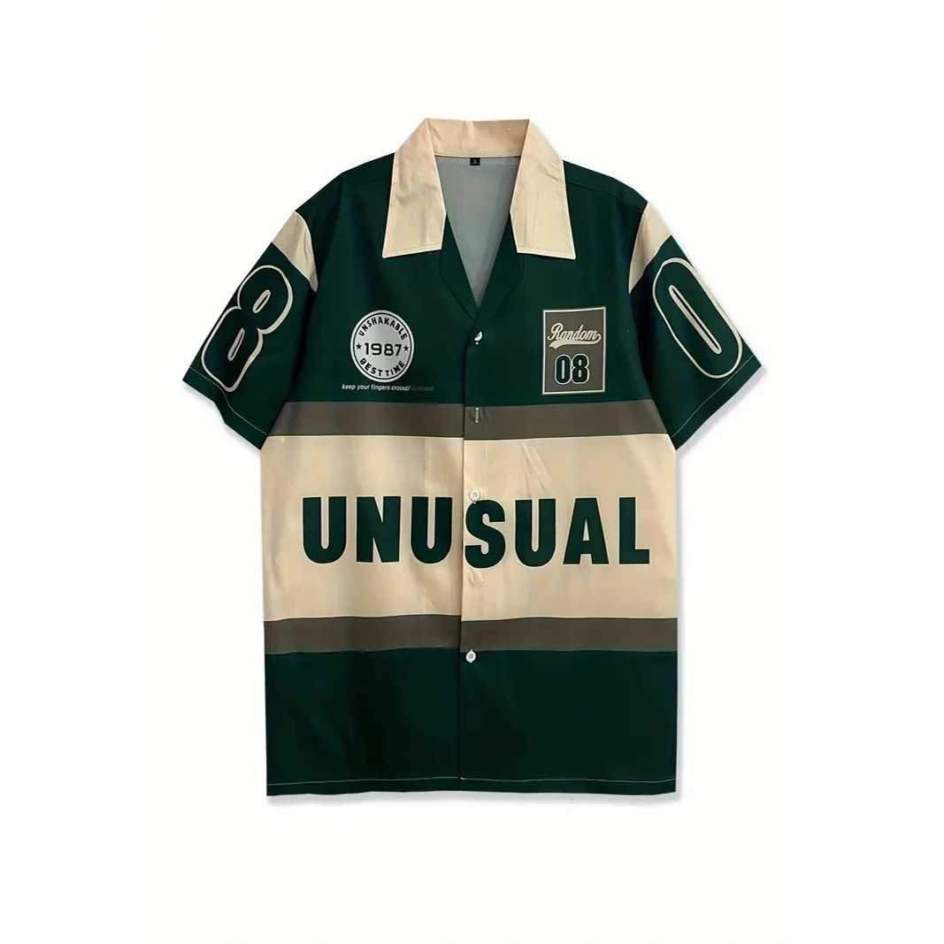 Casual mens shirt with unusual pattern print summer short sleeved T-shirt fashionable street fashion mens oversized clothing Hawaiian shirt X250410