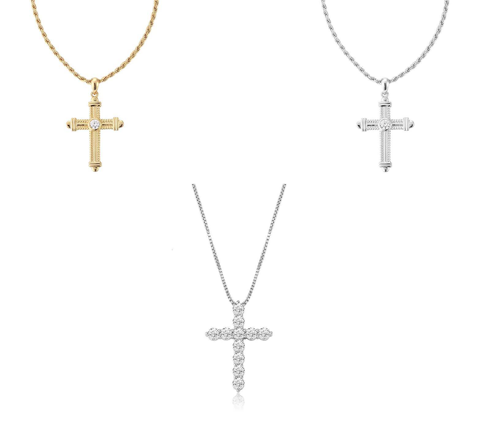 Hip Hop 925 Sterling Silver Vvs GRA Moissanite Cross Pendant Necklace Jewelry for Men and Women Custom Wholesale