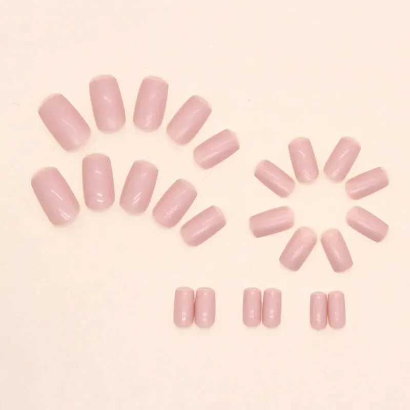 24 short French solid minimalist nails with jelly gel and nail files W250410