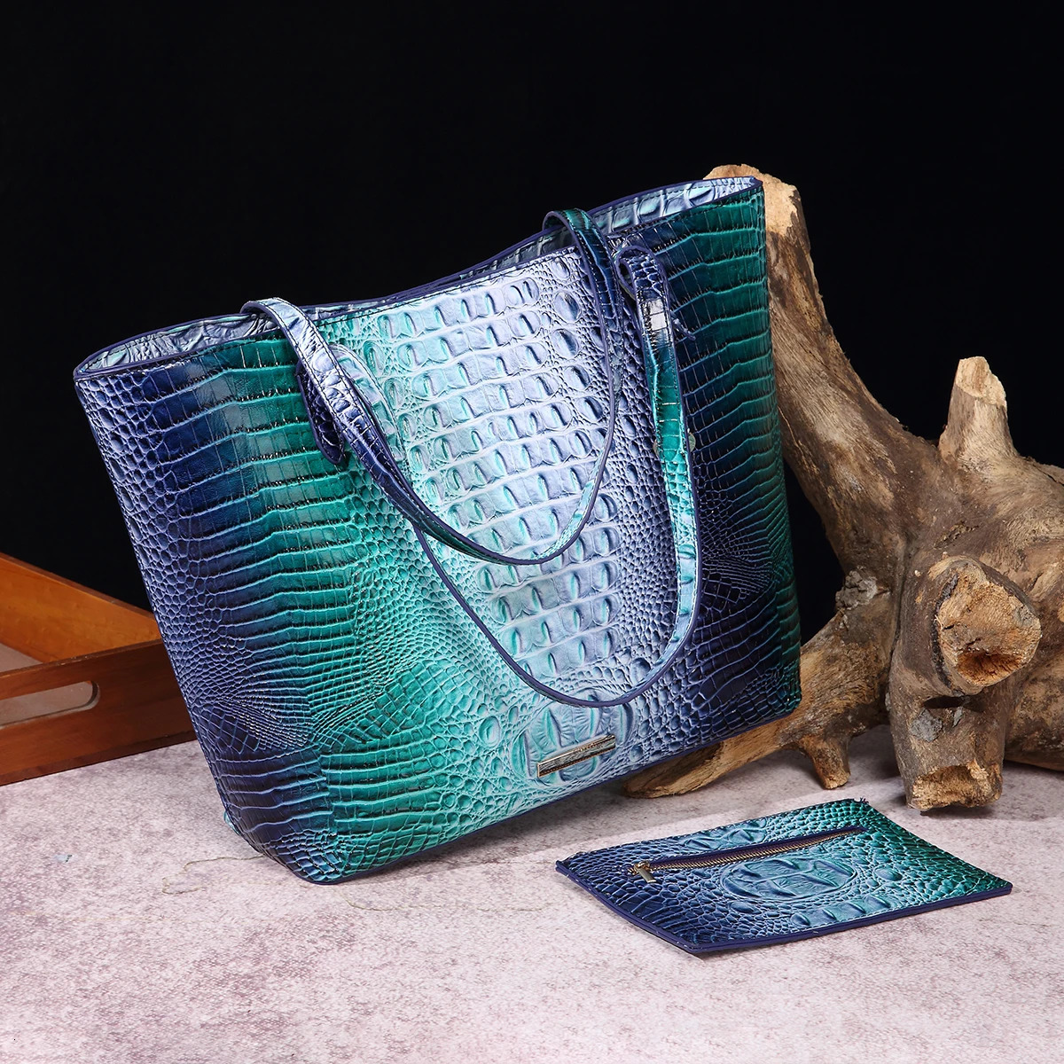 Leather Fashion Two Piece Crocodile Pattern Single Shoulder Tote Bag R251110