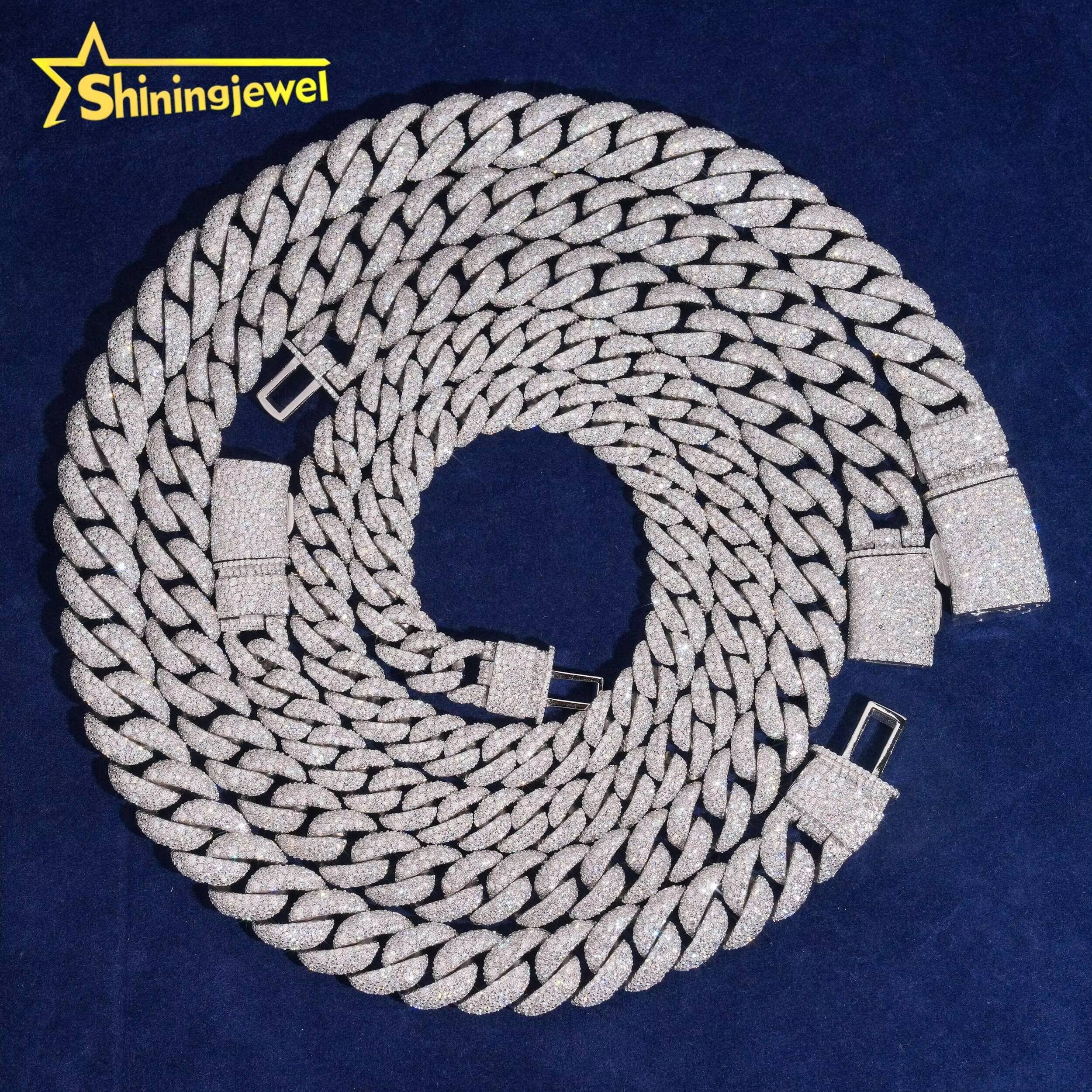 Hip Hop Style Pass Diamond Tester 925 Silver Mosaic Set 12mm 14mm 15mm Moissanite Cuban Link Chain