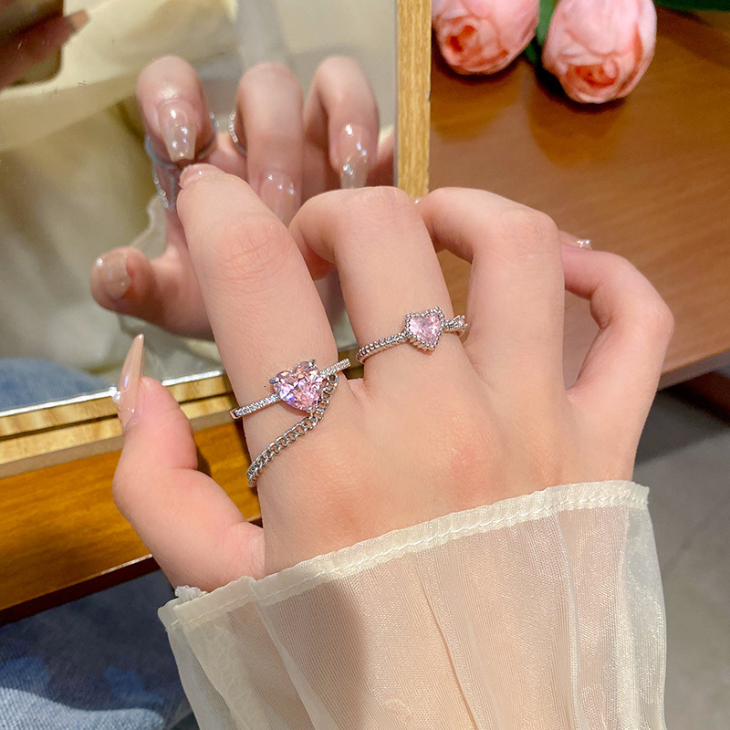 Fashion Ring Light Luxury Spicy Girl Ring Niche High-end Designer Ring Trendy Zircon Inlaid Diamond Index Finger Ring Simple Open Mouth Hand Accessory