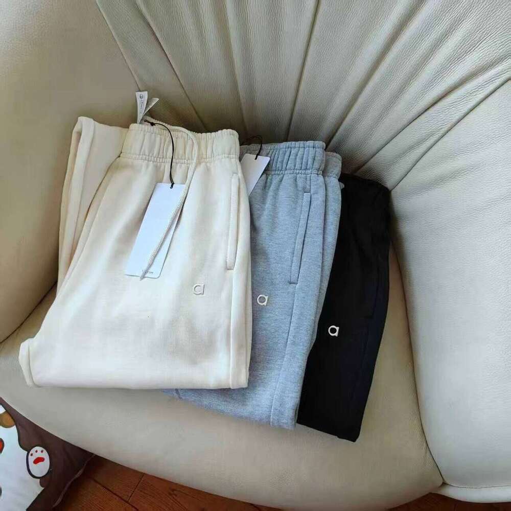 Casual Loose Straight Sweatpants Autumn And Winter Sports Joggers Cotton Elastic Waist Drawstring Wide Leg Pants Women