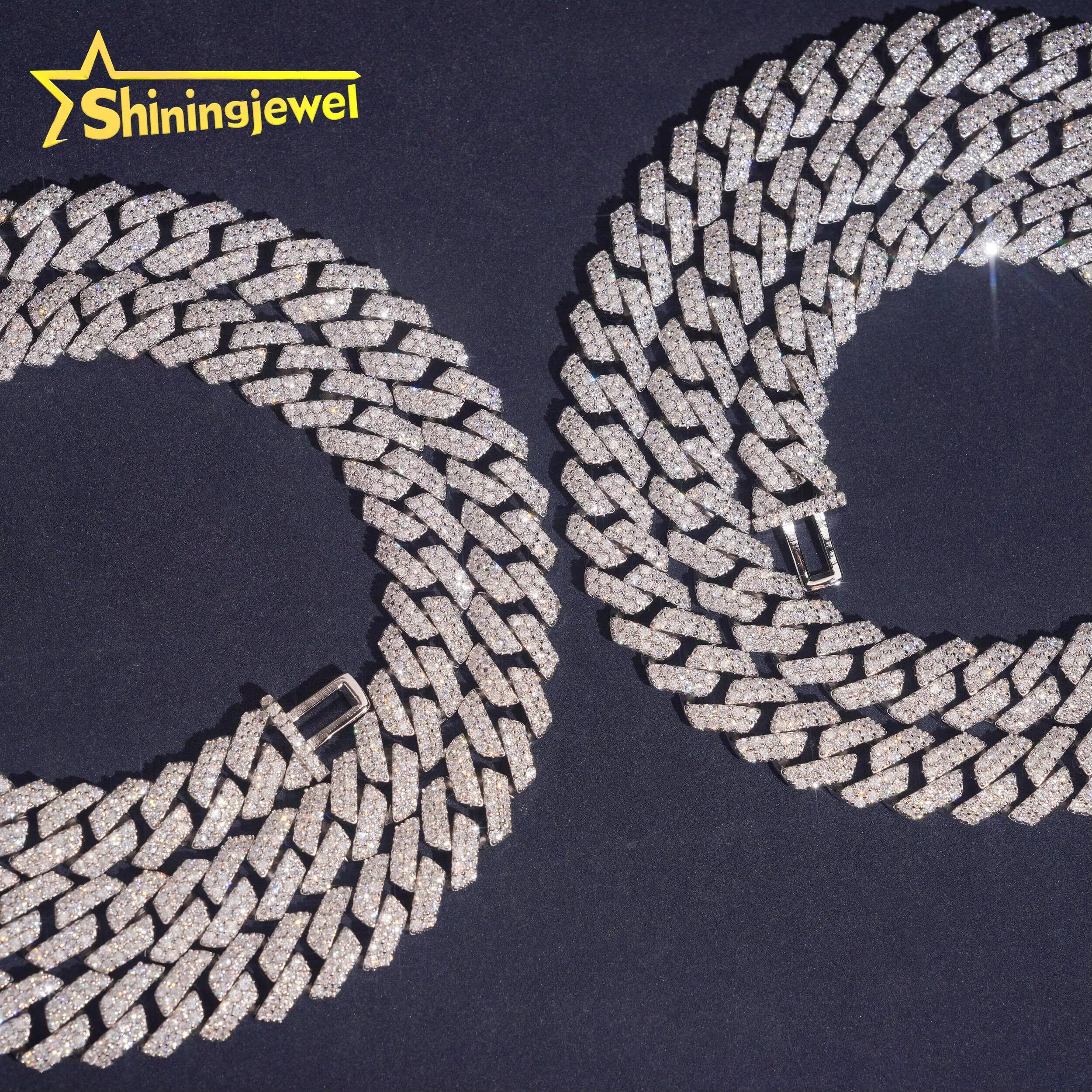 US Warehouse Local Stock Pass Diamond Tester Solid Back Hip Hop Jewelry 925 Silver 10mm VVS Moissanite Cuban Link Chain