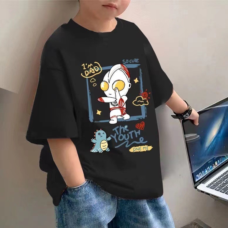Ddmyshoesvip Pure Cotton Boys Short T Shirt Clothing New Style Handsome Top Half Sleeved Mid Size Children S Summer Fashion Trend
