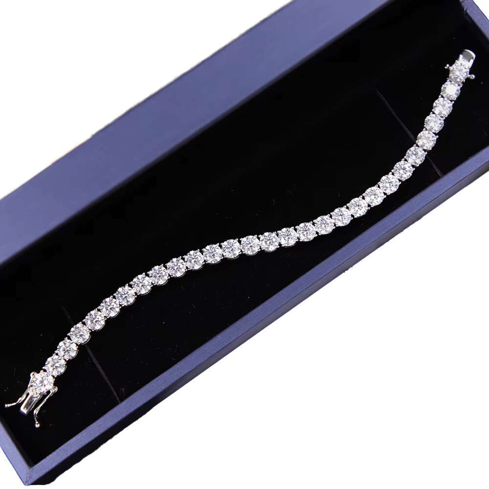 6.5mm Tennis Chain White Gold Plated 925 Sterling Silver VVS Diamond Moissanite 5mm Tennis Bracelet