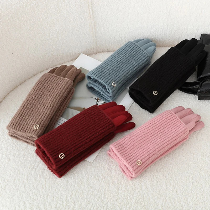 3 Ways to Wear Removable Winter Women Gloves Keep Warm Touch Screen Knitted Suede Solid Soft Add Velvet Not Bloated Prevent Cold 251106