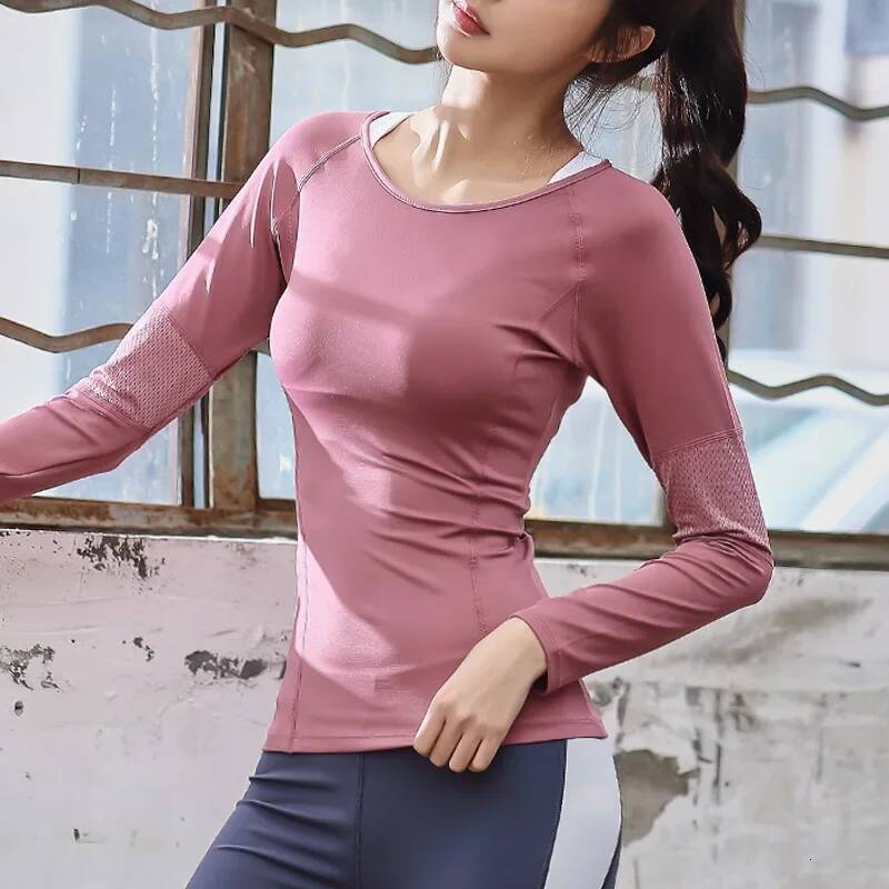 Women's Outdoor Sports Shirt Yoga Wear Fitness T-Shirt Running Workout Top Female Long Sleeves Sportswear Exercise Gym Clothing