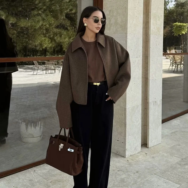 Autumn Jackets Womens Coats Chic Loose Lapel Warm Street Simple Casual Joker Youth Outerwear 251110