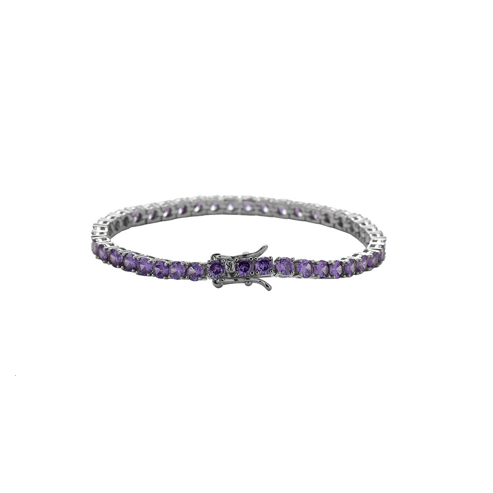 Purple Zircon Fashion 4mm 7inch 8inch Brass tennis Bracelet Hip Hop Iced Out female Jewelry CZ Bracelet BB204 250408