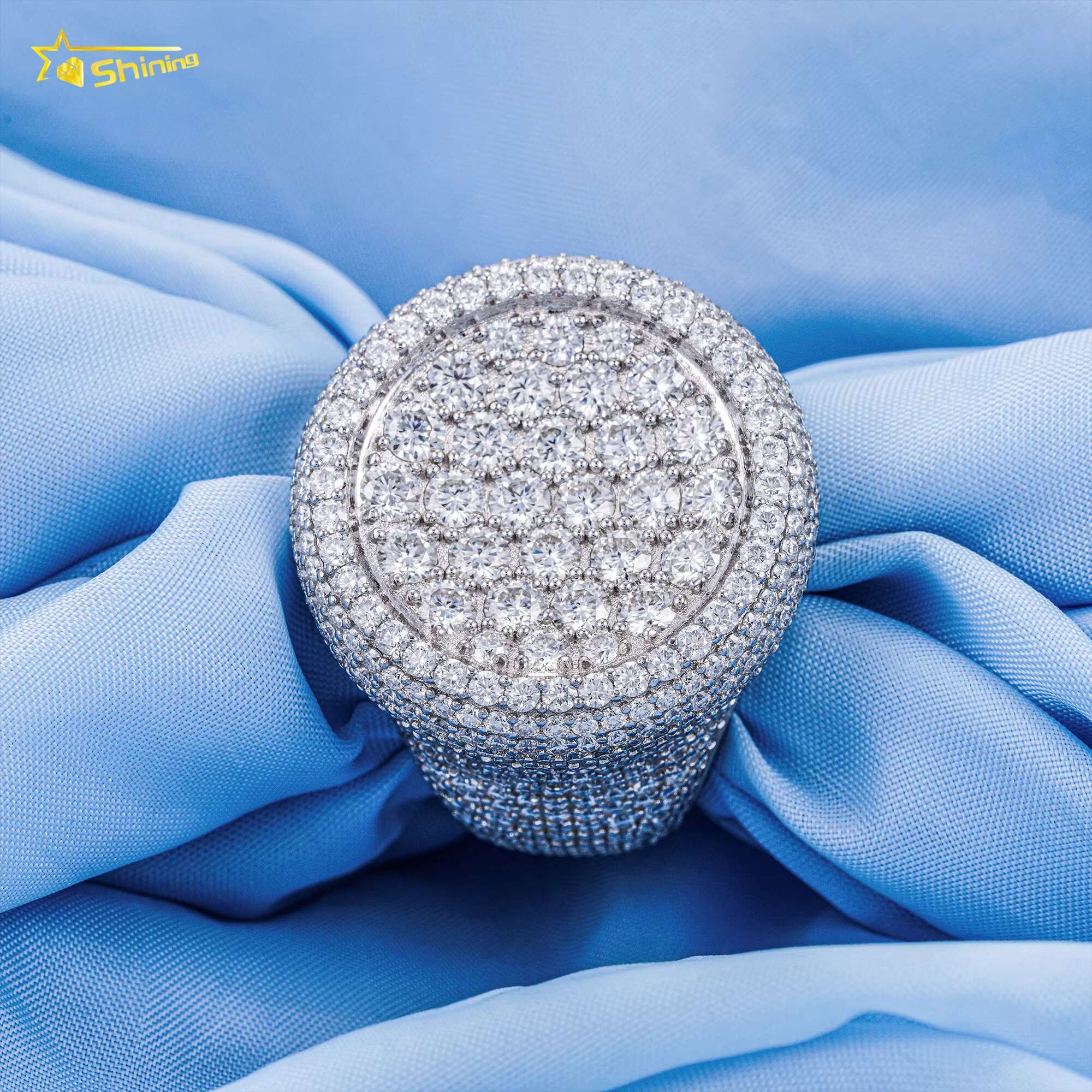 Iced Out Sterling Silver 925 Luxury Rings Fashion Hip Hop Mens Vvs Moissanite Ring