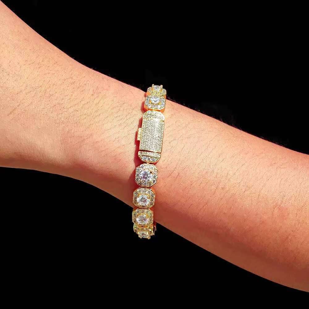 Hip Hop S925 Silver Moissanite Bracelet Cross Border Rock Candy Chain Stylish Classic Trendy Jewelry for Men