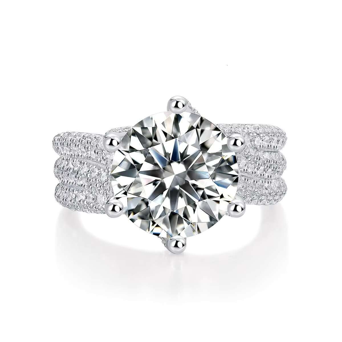 Hot Selling 925 Sterling Silver 5 Mosan Diamond Ring New Style Rose Gold Plated for Engagement or Party