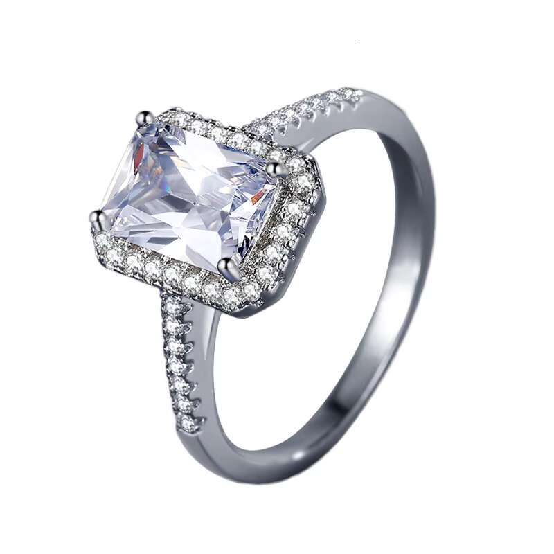 Crown Mosan Stone Platinum Ring Diamond Engagement Wedding Couple Diamond Ring Cross Border Wholesale Large Hand Jewelry