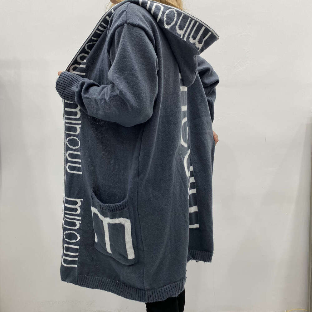 2023 Mid-Length Cardigan Sweater Coat Amazon Letter Hooded Knitted Women's Fashion