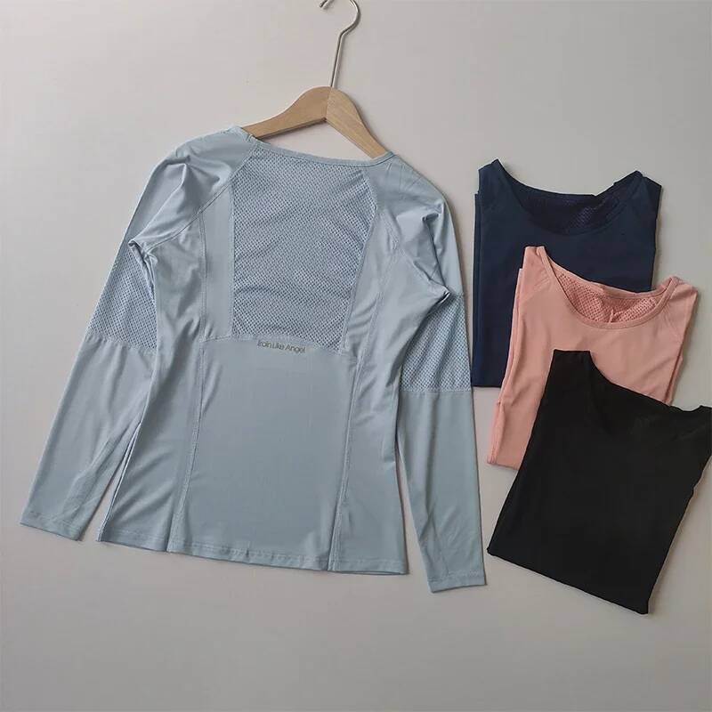 Women's Outdoor Sports Shirt Yoga Wear Fitness T-Shirt Running Workout Top Female Long Sleeves Sportswear Exercise Gym Clothing