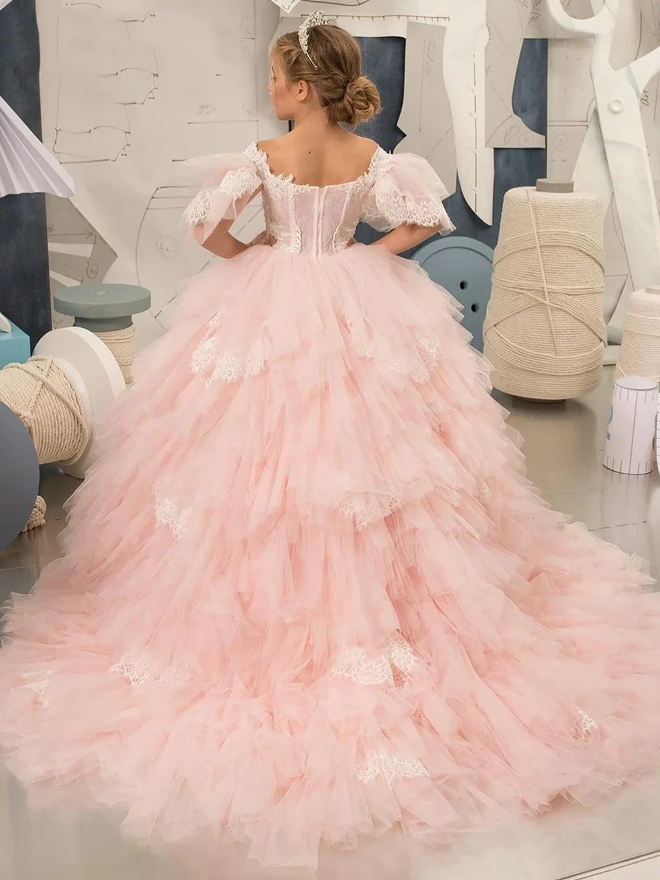 Flower Girl Dress Elegant Princess Satin Ball Dress Childrens Birthday Party Dress Simple Bow First Communication Dress 250403