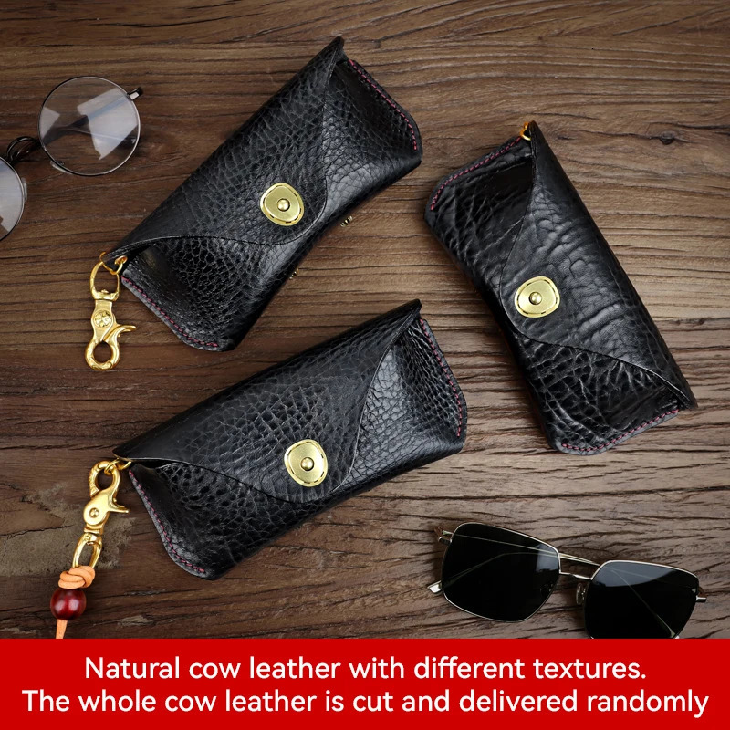1 piece of retro leather glasses case thick leather sunglasses holder portable storage bag glasses pocket box 250409