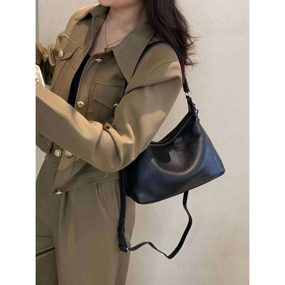 2025 Luxury Full-Grain Leather Crossbody For Women, Slim Commuter Purse With Zip Pockets, Versatile Day-To-Night Bag
