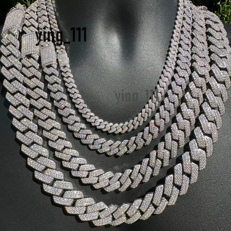 Custom Prong Moissanite Miami in 925 Silver Pass Diamond Test Vvs Moissanite Cuban Link Chain