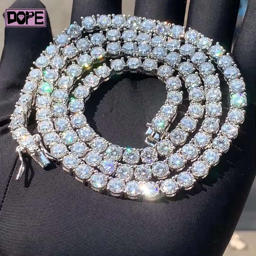 Factory Moissanite Tennis Necklace S925 8mm Pass Diamond Tester Moissanite Tennis Chain