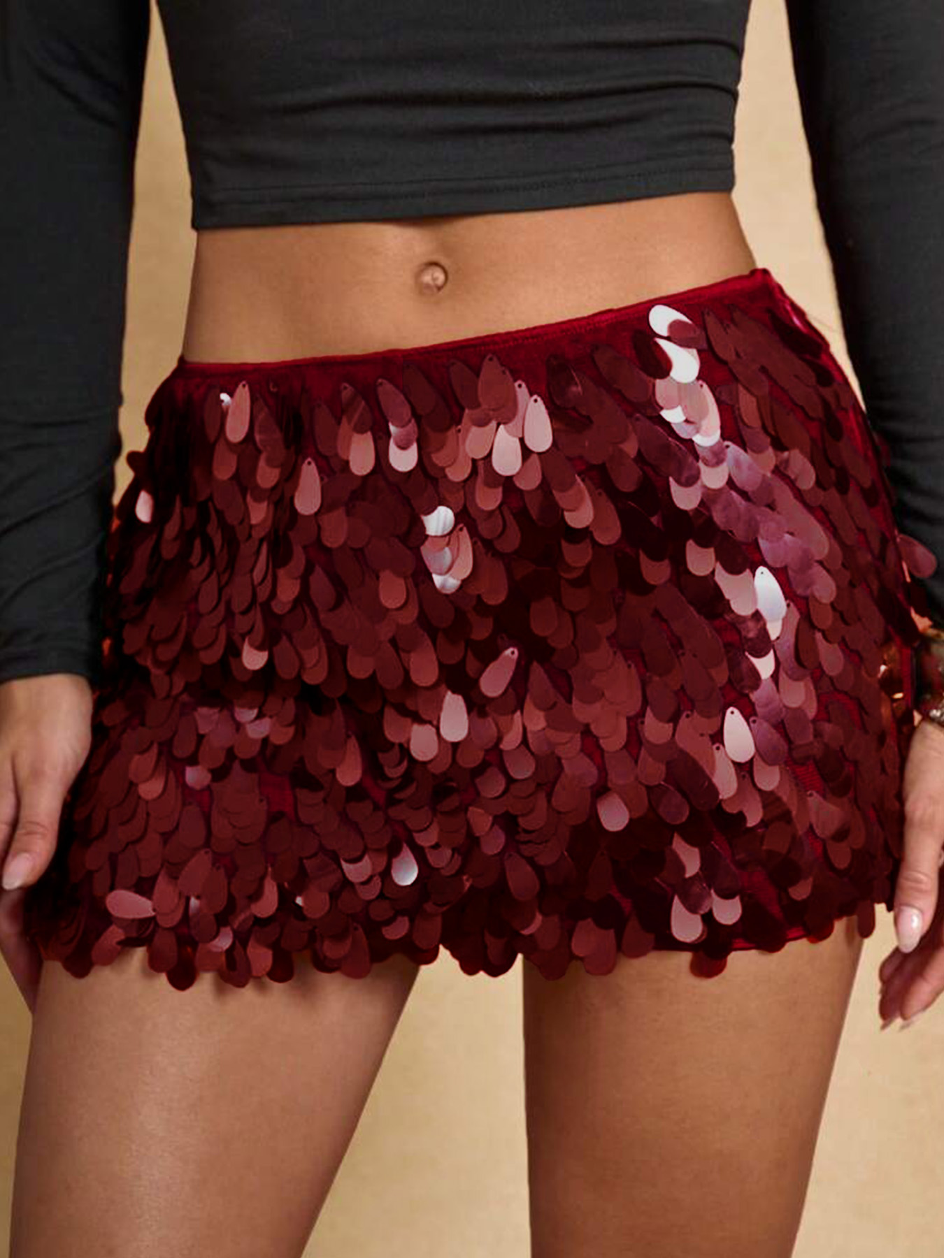 Women's Trendy Party 3D Sequin Mini Skirt, High Waist Slim Fit Short Skirt---D448