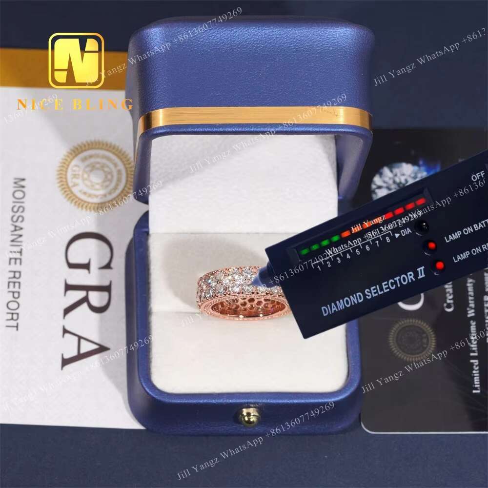 NEW ARRIVAL Affordable Side Setting Band Ring 2 Rows Moissanite Championship Ring 925 Rings for Men Hip Hop Fine Jewelry