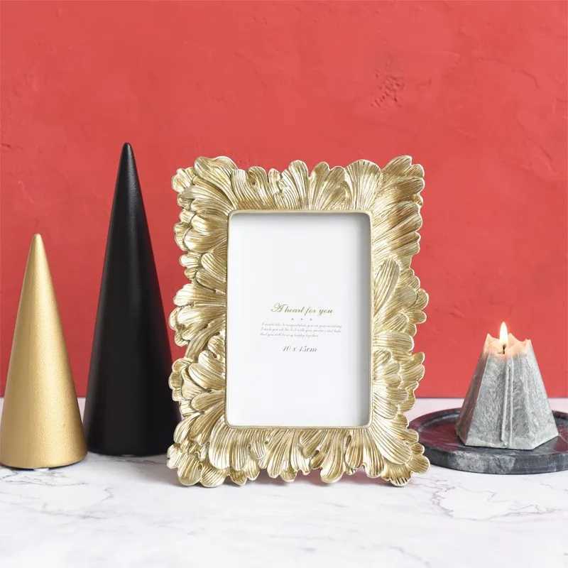 Golden Gingko Leaf Photo Frame European Creative Wedding Veil Retro Bedroom Table Decoration 4 6 7 L251110 H260306