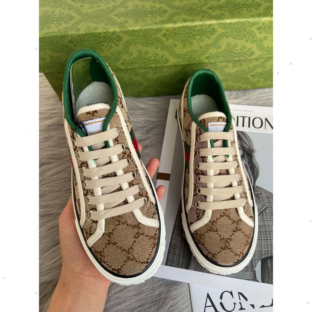 tennis designers 1977 sneaker canvas luxurys shoe beige blue washed jacquard denim women liness shoes ace rubber sole embroidered vintage casu gucciis guccily EQGL