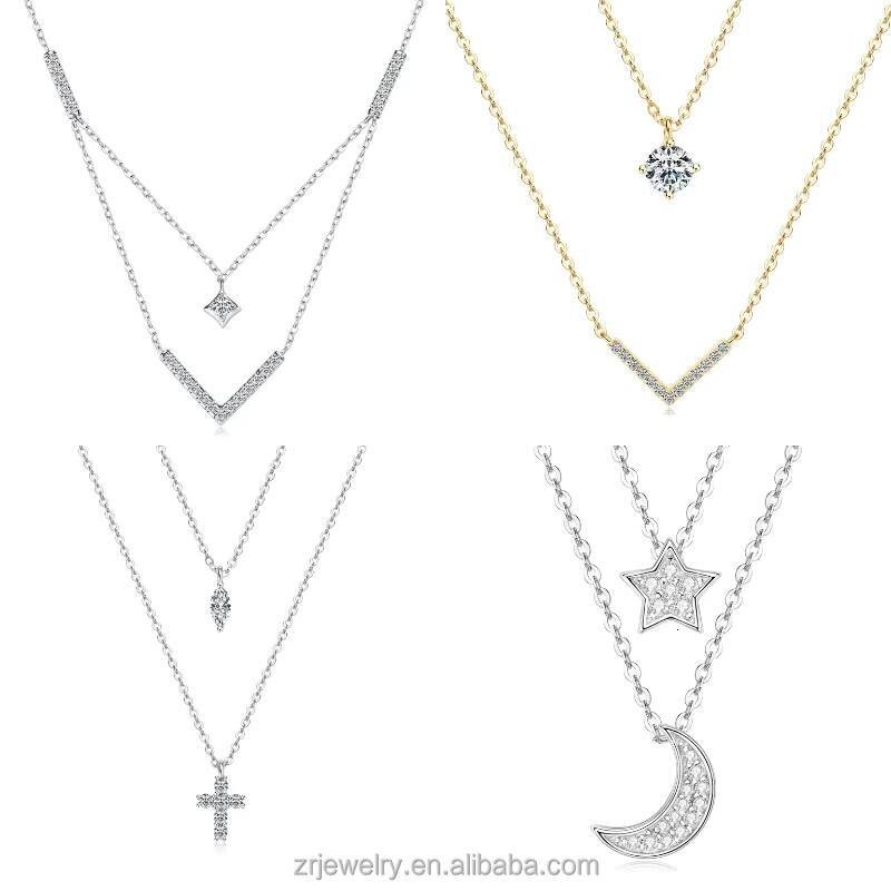 Classic Pendant Moissanite Necklace 925 Sterling Silver Chain Gra Certified VVS Moissanite Necklace