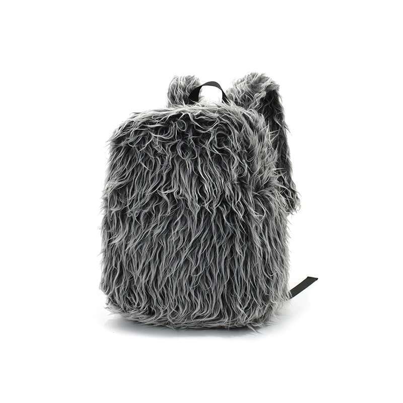 Personality Plush Fringe Double Shoulder Backpack Autumn And Winter New Large-capacity Portable Commuter Schoolbag For Women