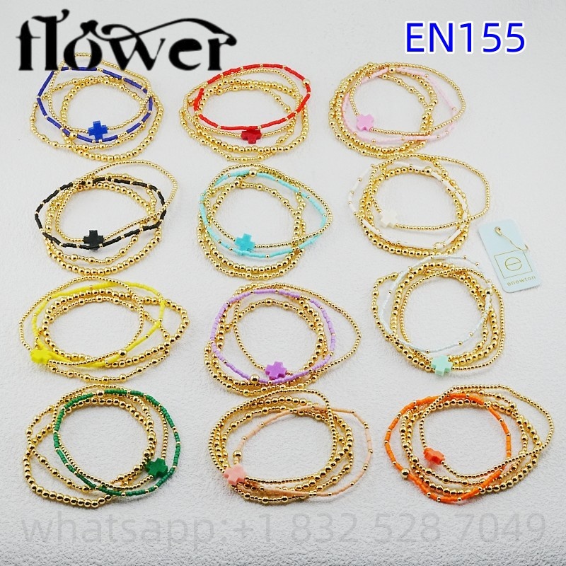 Enewton Corss Style Gold Bead Pearl Bracelets Bangles For Women Christmas Gift