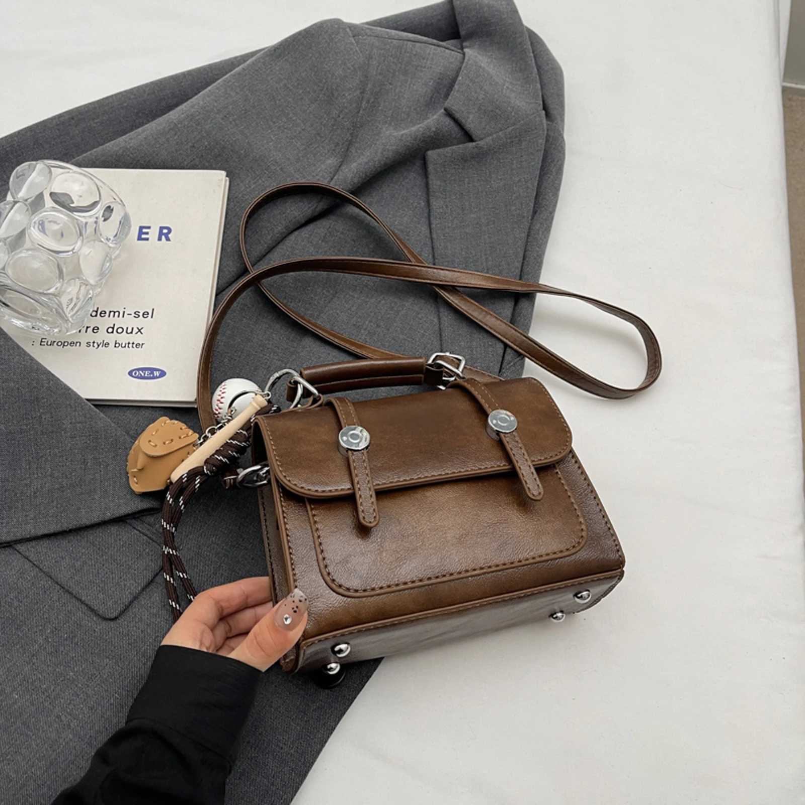 Mini Boston Top-handle Bags for Women PU Leather Solid Color Crossbody Bag with Base Ball Pendant 2025 New Luxury Handbags K251110