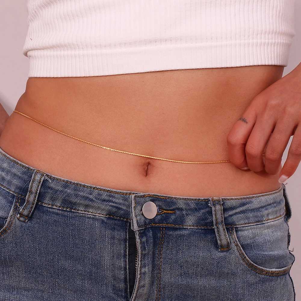 Street Style Summer Beach Jewelry Gold Plated Silver Stainless Steel Tar Jewelry Fem Waist Chain Body Chain X250410