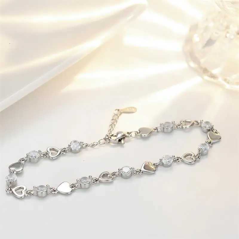 Luxury 925 Sterling Silver Heart Zircon Bracelet for Women Korean Fashion Sweet Cool Hollow Heart Bracelets Party Jewelry GiftsT251110