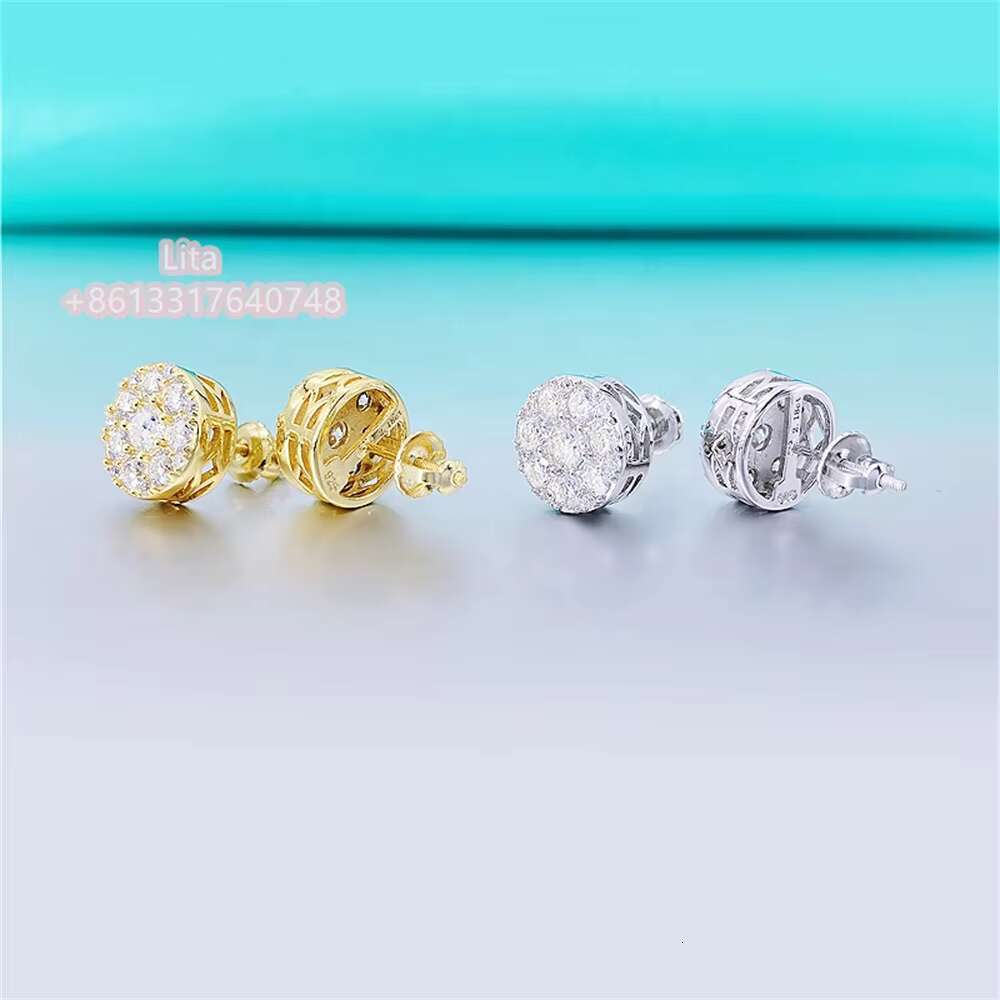 Fine Jewelry Fashion 14k Gold Plated Silver Womens Moissanite Small Diamond Stud Earrings