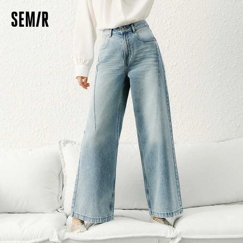 Semir Jeans Women High-waisted Wide-leg Trousers 2025 New Spring Long Trousers Street Style Trendy Versatile Trousers C251110