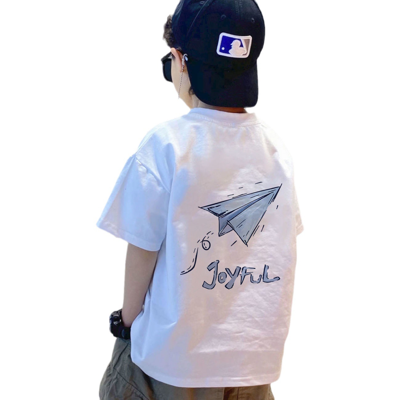 GS- Ddmyshoesvip Pure Cotton Boys Short Sleeved Children S Clothing White T Shirt New Trend For Middle Aged And Young Boys In Summer Fashionable Tops