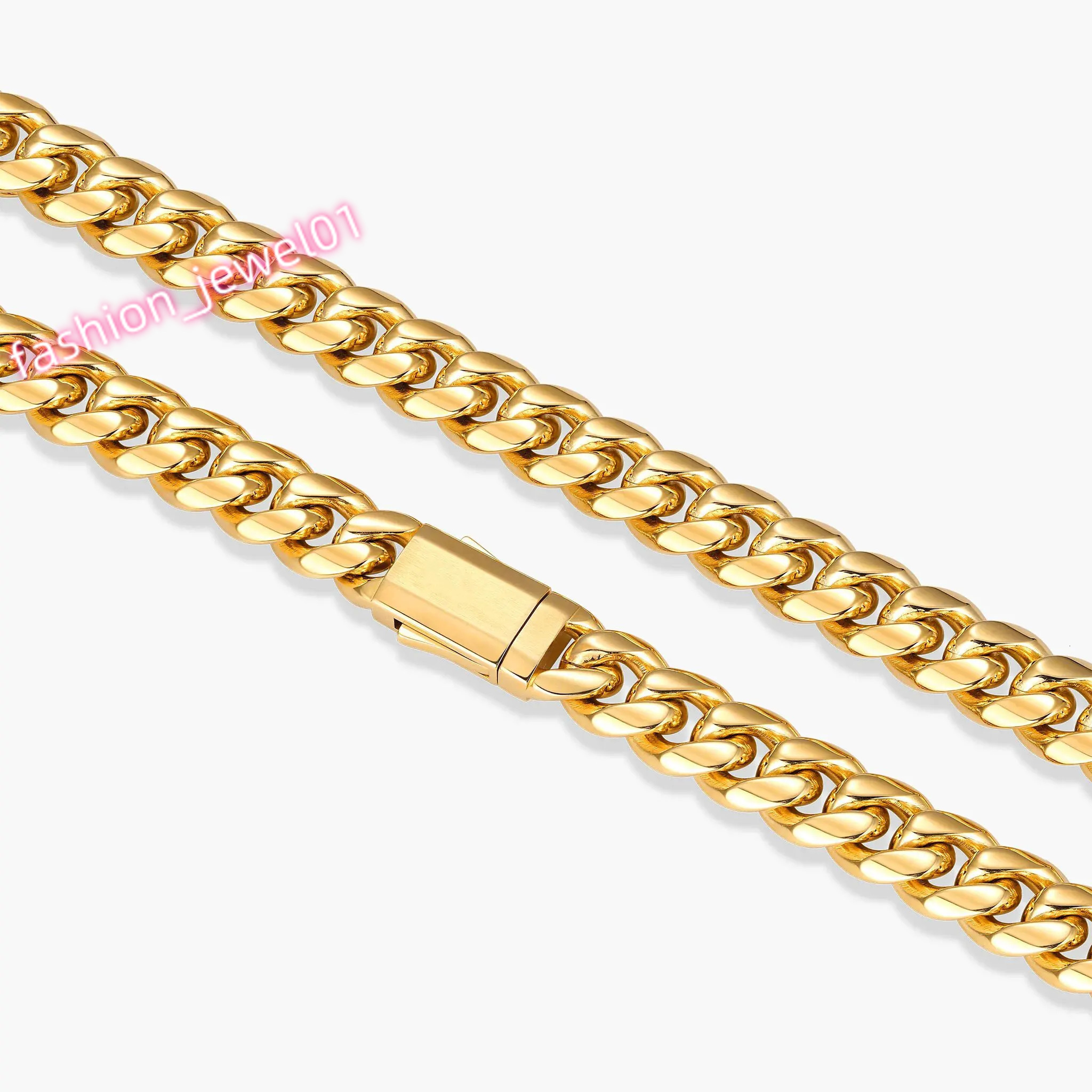 Stainless Steel Mens Cuban Link Chain Miami Necklace 8/10/12/14mm Width No Fade Durable Hip Hop Jewelry 7-26 Length