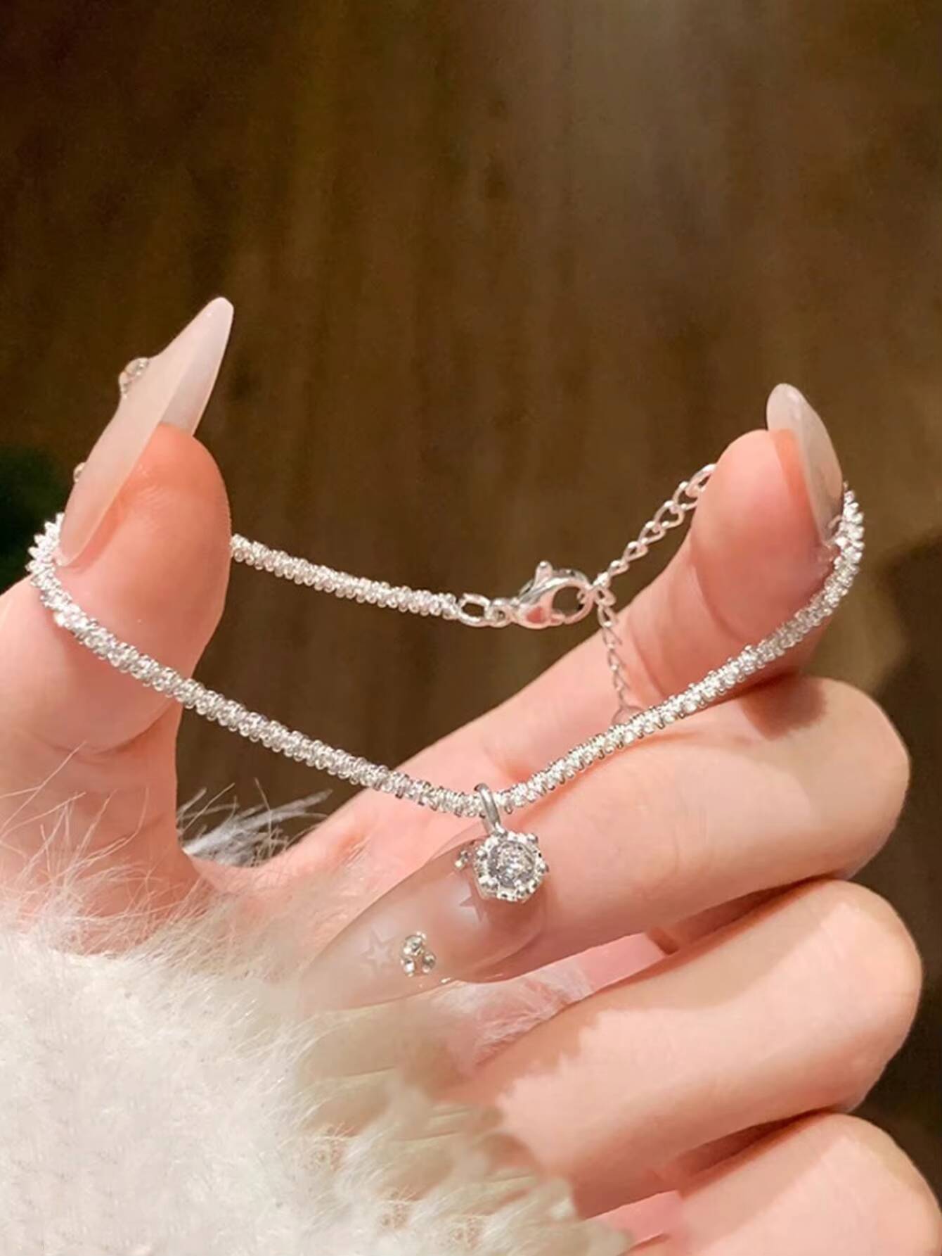 High Quality New Fashion Flash Moissanite Diamond Anklet for Women Luxury Europe Style Main Stone Material for Gift