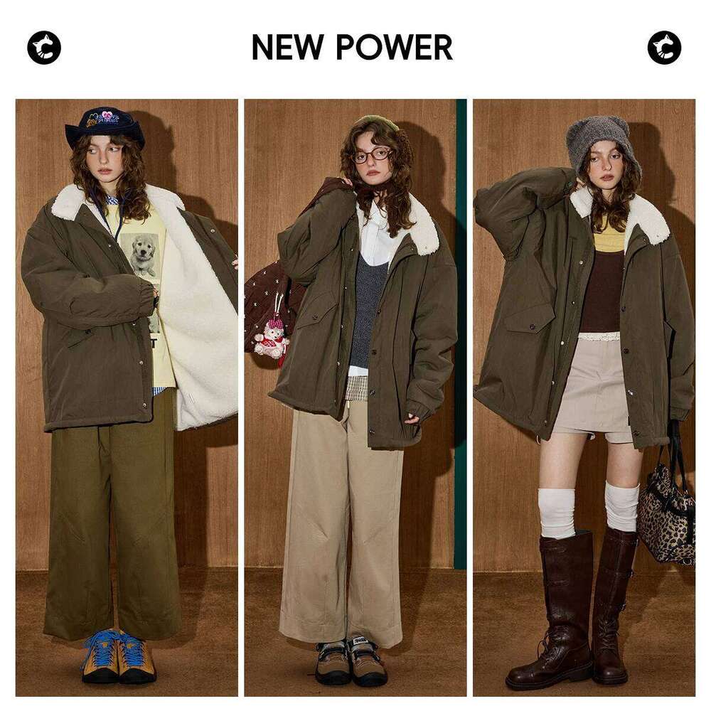 Winter Women's Vintage Coat Mid-Length Quilted Jacket Thickened Cotton Padded Parka Retro Minimalist Oversized Outerwear