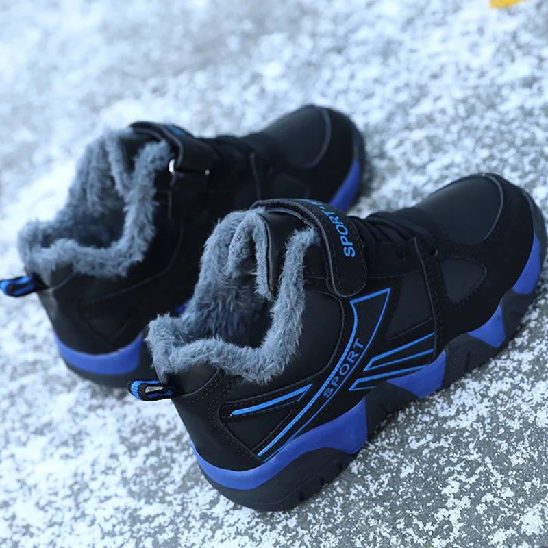 Childrens sports shoes winter plush warm leather comfortable tennis shoes casual outdoor sports comfortable childrens tennis shoes 250403