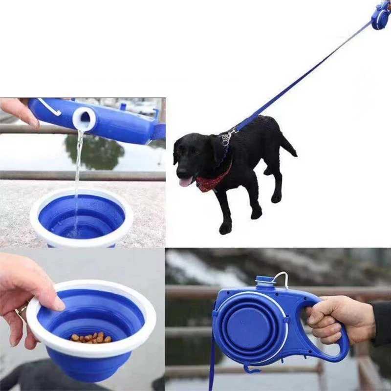 Multifunction Pet Dog Leash with Builtin Water Bottle Bowl Waste Bag Dispenser for Outdoor Walking Traction Rope Pet Accessories J251110