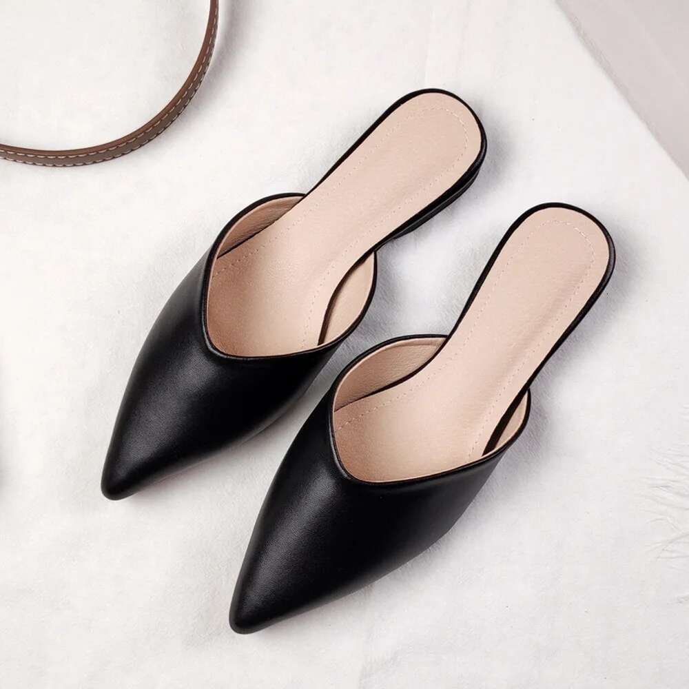 Designer Women Mules Pointed Toe Summer Ladies Fashion Slippers New Comfort Solid Slides Female Outside Beach Shoes Big Size