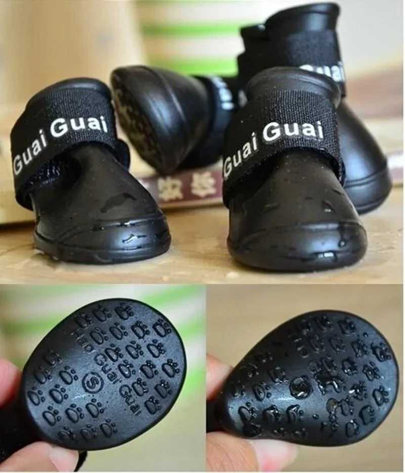 4 pieces of pet dog shoes candy colored waterproof boots rubber shoes rain boots T2504010